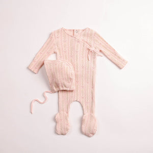 Baby Girl Footie + Hat | Linear Floral Wrap | Ballerina Pink | Bee and Dee | AW26