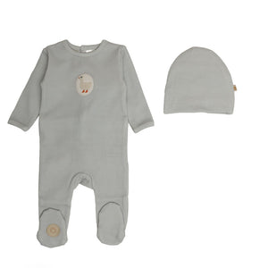Baby Blue Footie + Hat | Little Duckling | Ivory & Blue | Mon Tresor | AW26
