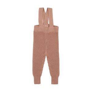 Baby Girl 2 Piece Outfit | Waffle Knit | Long Overalls | Dusty Pink | Lil Legs | AW23