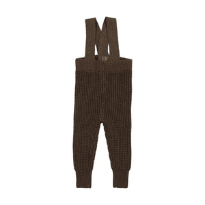 Baby Boy 2 Piece Outfit | Waffle Knit | Long Overalls | Heather Brown | Lil Legs | AW23