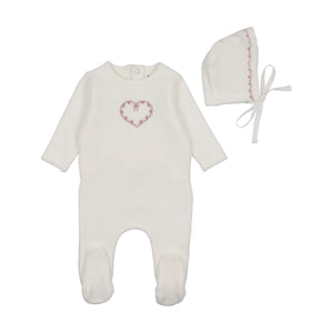 Baby Girl Footie + Hat | Lovely Loops Velour | Chalk White Girls | Bee and Dee | AW25