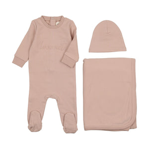 Baby Girl Layette Set | Sweatshirt Logo | Pale Pink | Mema