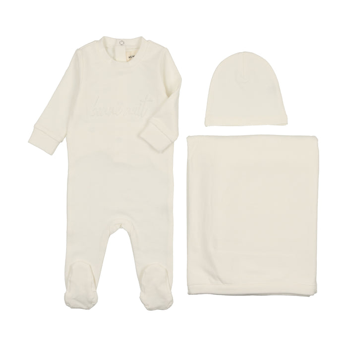 Baby Neutral Layette Set | Sweatshirt Logo | Winter White | Mema