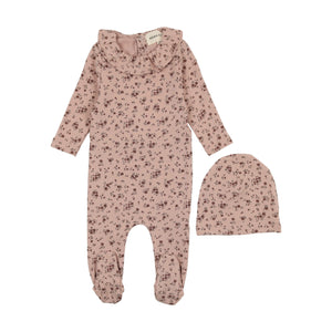 Baby Girl Footie + Hat | Floral Collared | Mema