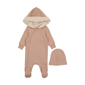 Baby Girl Footie + Hat | Hooded | Pink | Mema