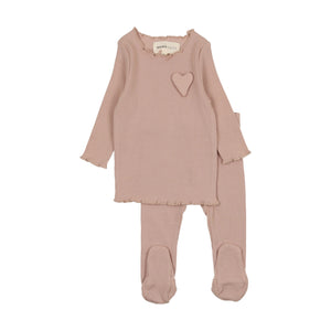 Baby Girl Outfit | Ribbed Scallop | Pale Pink | Mema