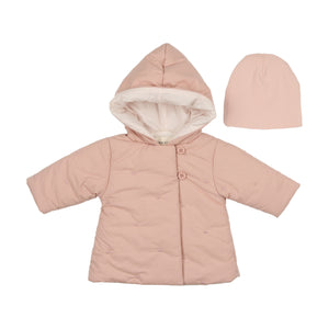 Baby Girl Jacket + Hat | Embroidered | Pale Pink | Mema