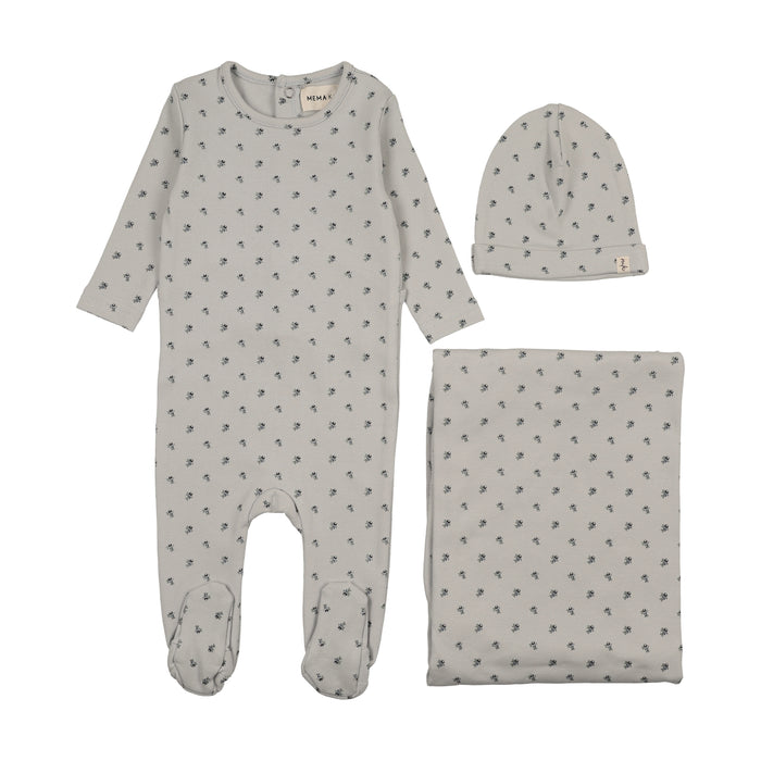 Baby Boy Layette Set | Berry Print | Blue | Mema Knits | AW25