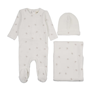 Baby Boy Layette Set | Velour Scattered Cherries | Winter White | Mema Knits | AW25