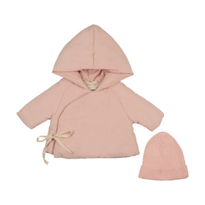 Baby Girl Jacket + Beanie | Corduroy | Pale Pink | Mema Knits | AW25