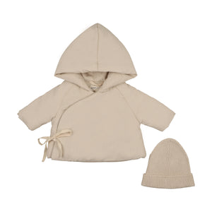 Baby Boy Jacket + Beanie | Corduroy | Stone | Mema Knits | AW25
