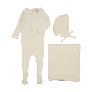 Baby Boy Layette Set | Pointelle Knit | Ivory | Mema Knits | AW25