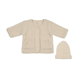 Baby Boy Jacket + Beanie | Sherpa | Ivory | Mema Knits | AW25