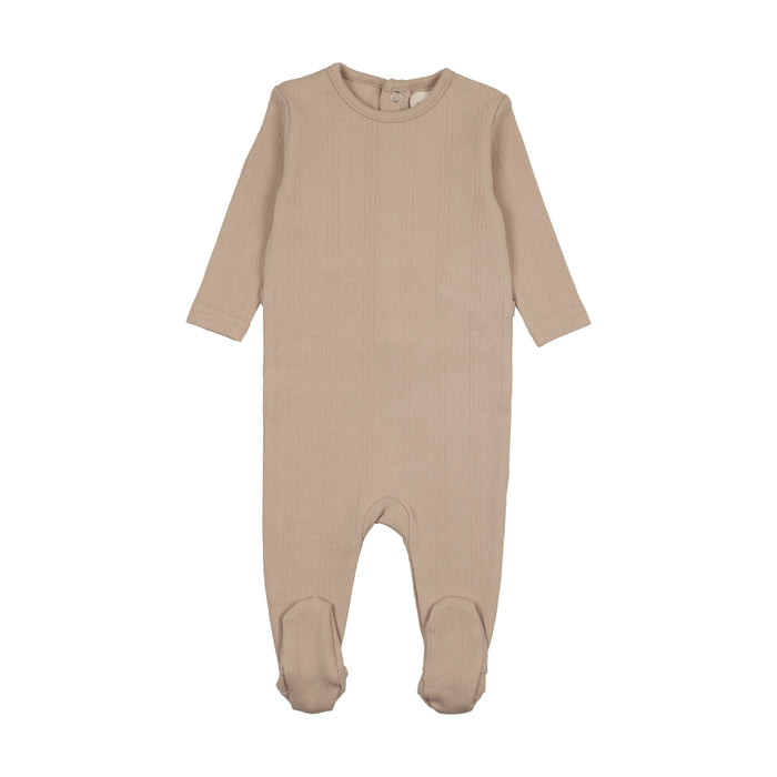 Baby Boy Footie | Pointelle Base For Knits |Beige Melange | Mema Knits | AW25