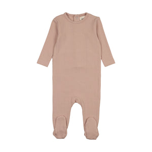 Baby Girl Footie | Pointelle Base For Knits | Pale Pink | Mema Knits | AW25