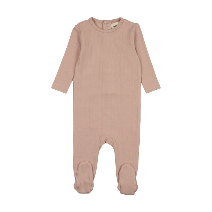 Baby Girl Footie | Pointelle Base For Knits | Pale Pink | Mema Knits | AW25