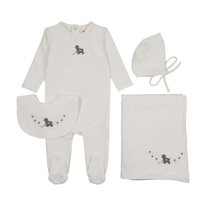 Baby Boy Layette Set | Embossed Duck | Winter White /Slate | Mema Knits | AW25