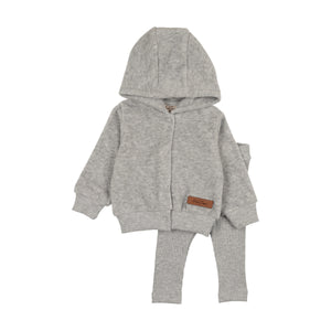 Baby Boy 2 Piece Outfit | MT Hoodie Ensemble | Heather Grey | Mon Tresor | AW25