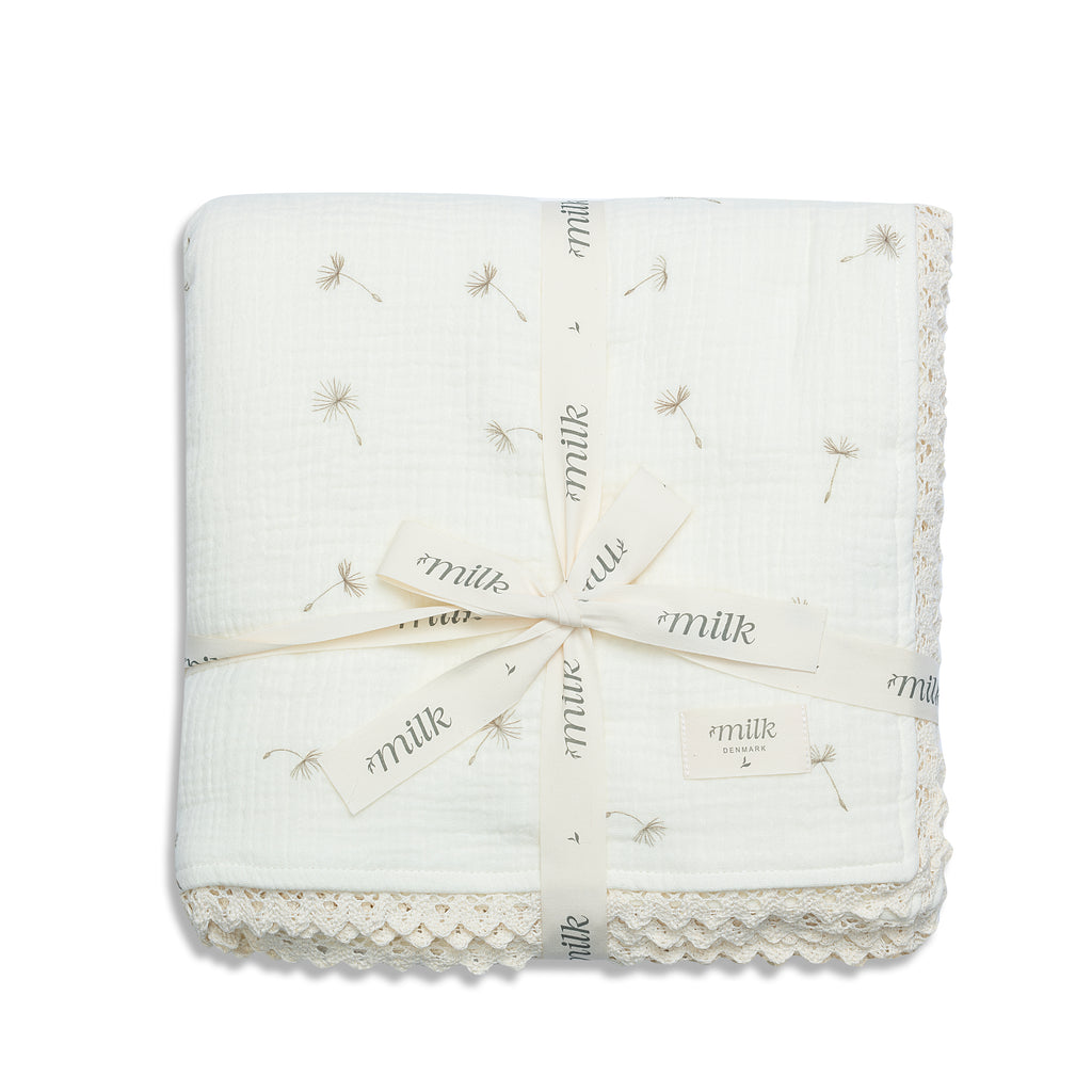 Muslin Blanket | Lace Edge Wildflower Ivory | SS26 | Milk Denmark