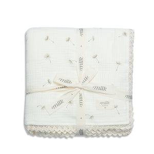 Muslin Blanket | Lace Edge Wildflower Ivory | SS26 | Milk Denmark