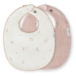 Baby Girl Muslin Bib | 2 Pack | Mini Flower Blush | Adora