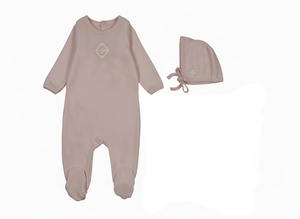 Baby Girl Footie + Hat | Monogram Majesty | Pink Whip | Mon Tresor | AW26