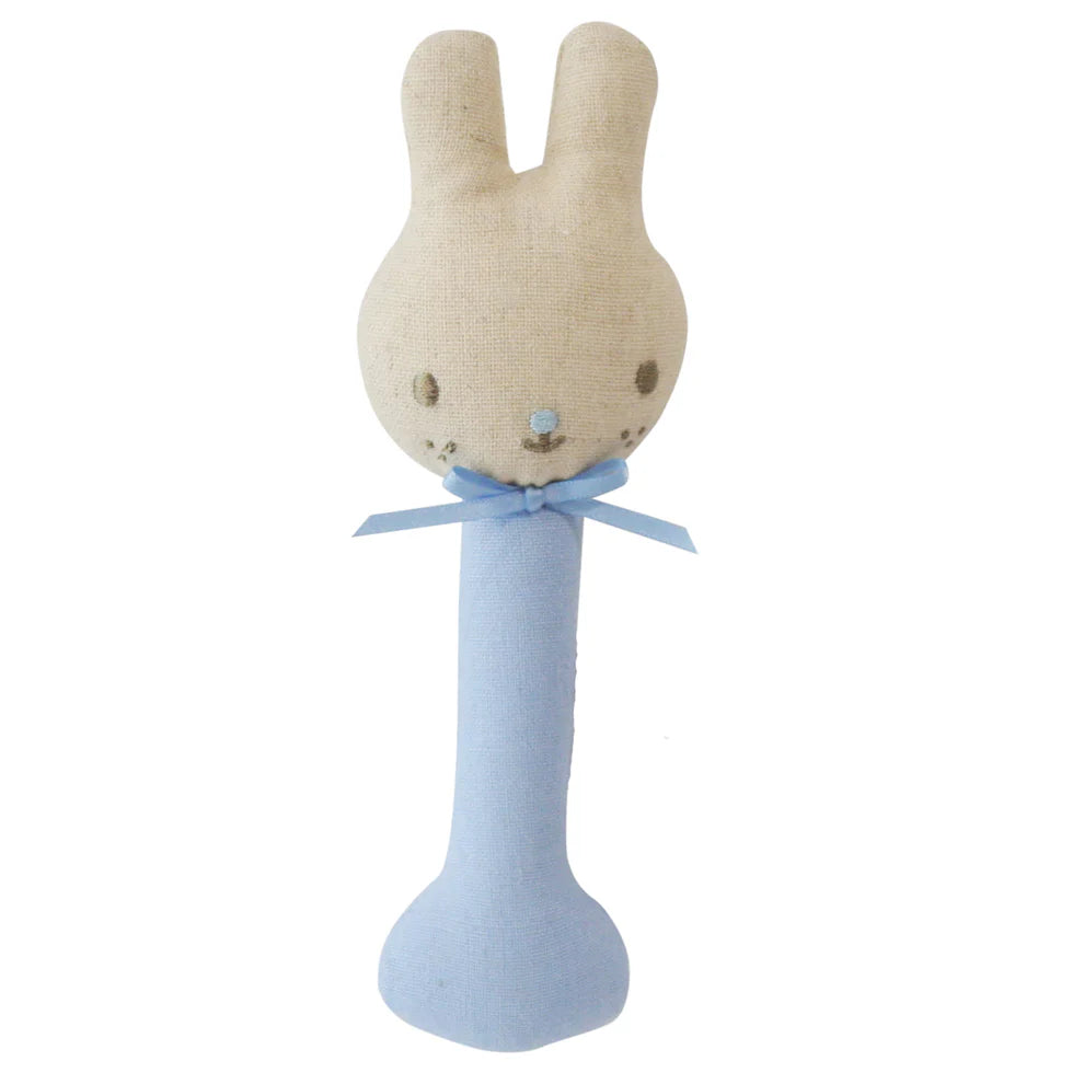 Bunny Stick Rattle | Linen Blue | Alimrose