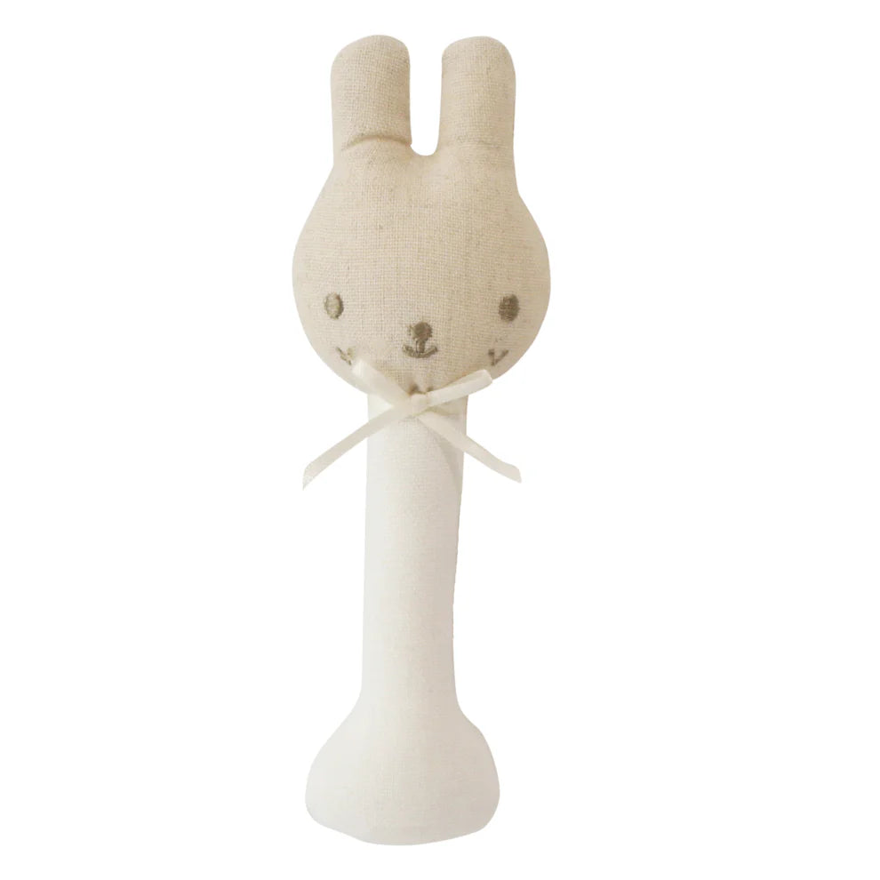 Bunny Stick Rattle | Linen Ivory | Alimrose