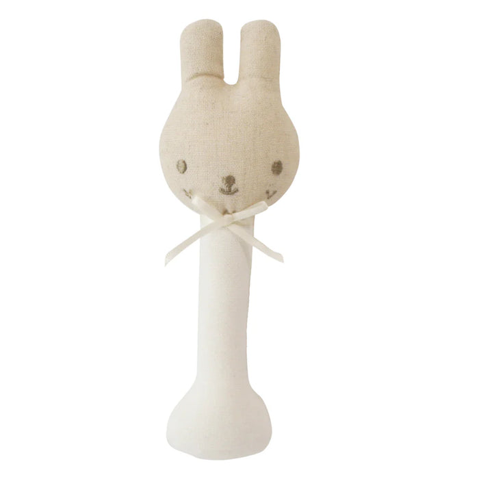 Bunny Stick Rattle | Linen Ivory | Alimrose