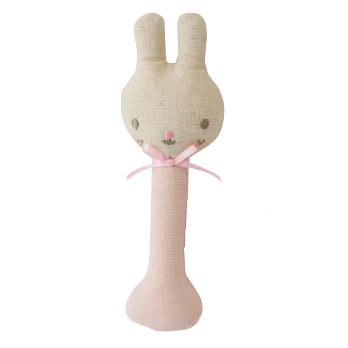 Bunny Stick Rattle | Linen Pink | Alimrose