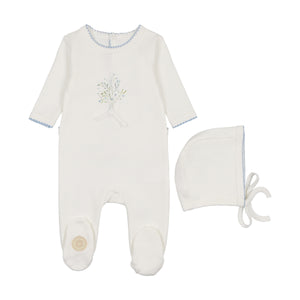 Baby Boy Footie + Hat | Nature's Touch | Ivory & Blue | Mon Tresor | SS25