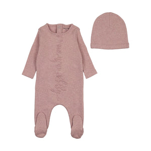 Baby Girl Footie + Hat | Once Upon A Baby | Tea Rose | Bee and Dee | AW25
