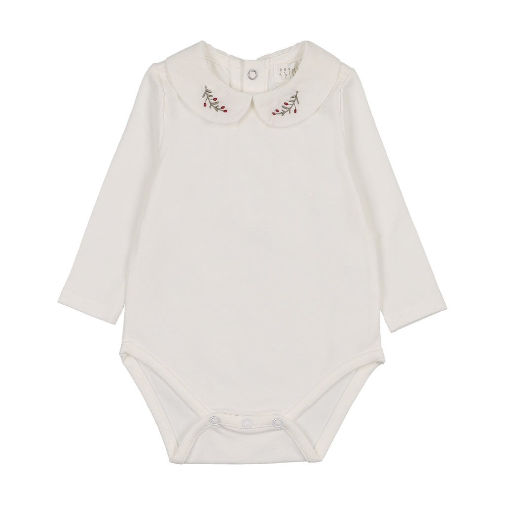 Baby Girl Onesie | Berry Embroidered Collar | Long Sleeve | Peluche | SS26