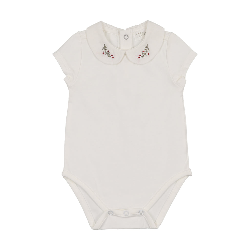 Baby Girl Onesie | Berry Embroidered Collar | Short Sleeve | Peluche | SS26