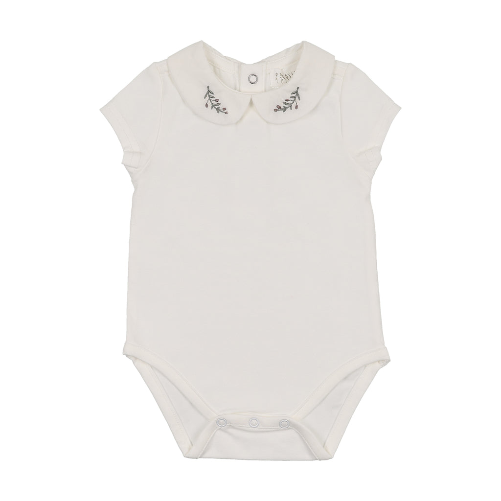Baby Boy Onesie | Olive Embroidered Collar | Short Sleeve | Peluche | SS26