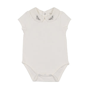 Baby Boy Onesie | Olive Embroidered Collar | Short Sleeve | Peluche | SS26