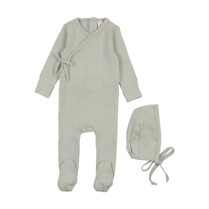 Baby Boy Layette Set | Pinpoint Wrapover | Sea Blue | Lil Legs