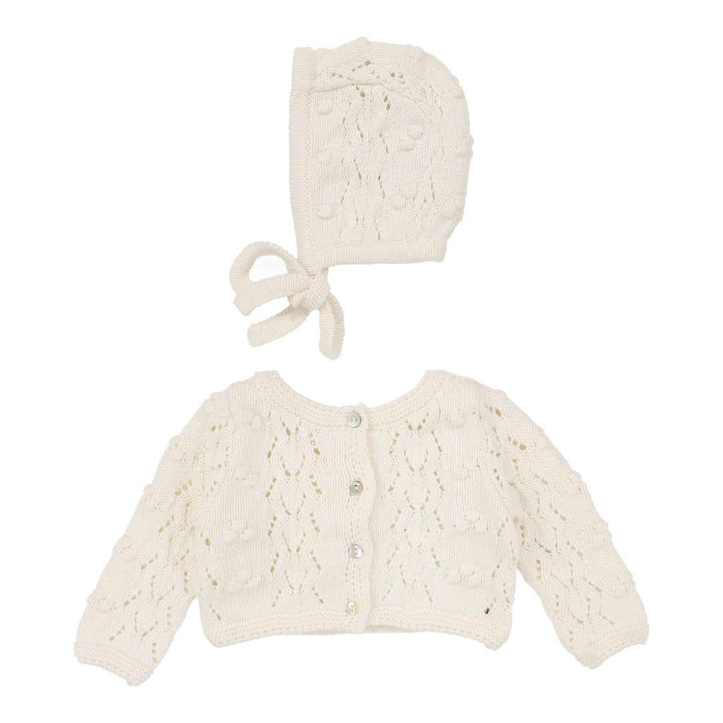 Baby Neutral Cardigan Set | Popcorn Weave | Cream | Lil Legs | Aw25