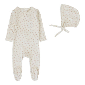 Baby Girl Footie + Hat | Printed Wrapover | Cream/Pink | Lil Legs | SS26