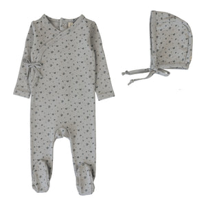 Baby Boy Footie + Hat | Printed Wrapover | Pale Blue | Lil Legs | SS26