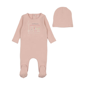 Baby Girl Footie + Hat | Patisserie | Champagne Pink | Bee and Dee | SS25