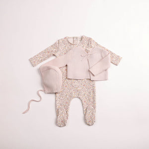 Baby Girl Footie + Cardigan Set | Petites Fleurs | Hushed Pink | Bee and Dee | AW26