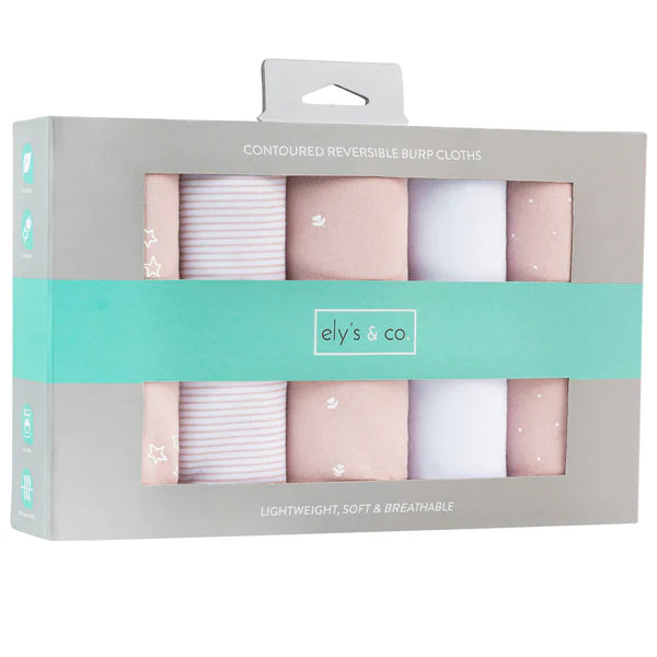 Absorbent Burp Cloths | Pink Tulip Collection - Hourglass Shape | Ely's & Co