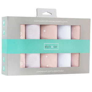 Absorbent Burp Cloths | Pink Tulip Collection - Hourglass Shape | Ely's & Co