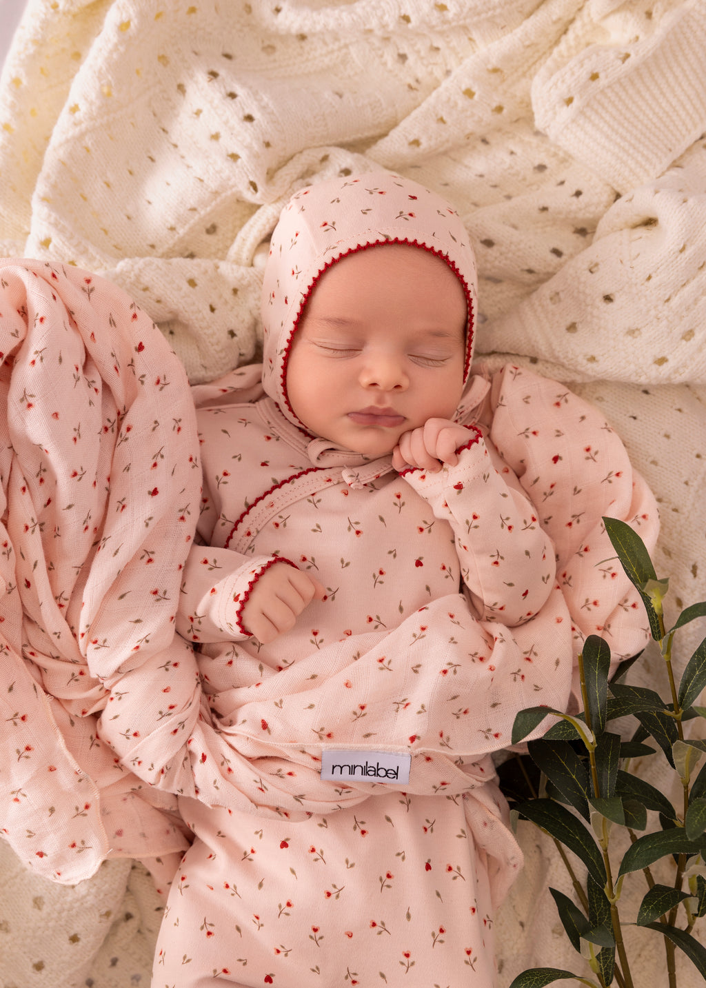 Baby Girl Layette Set | Heart Printed Kimono | Pink | Minilabel | AW26