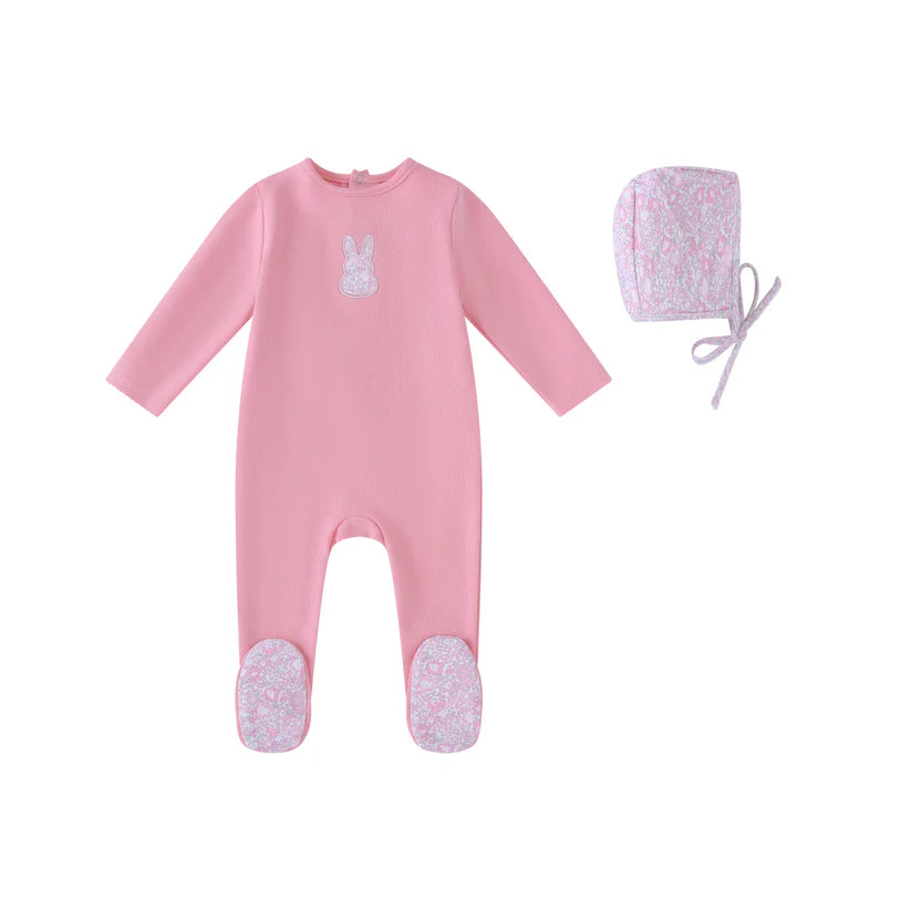 Baby Girl Footie + Hat | Liberty Bunny | Pink | Minilabel | SS26