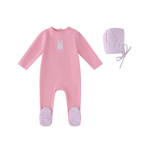 Baby Girl Footie + Hat | Liberty Bunny | Pink | Minilabel | SS26