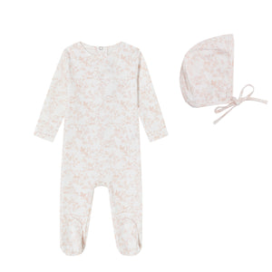 Baby Girl Footie + Hat | Toile Butterfly | Pink | Minilabel | AW26