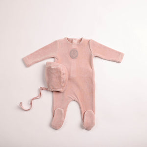 Baby Girl Footie + Hat | Plaquette Velour | Toffee | Bee and Dee | AW26
