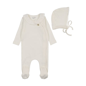 Baby Neutral Layette Set | Pleated Collar Wrap | Chalk White | Bee and Dee | SS26